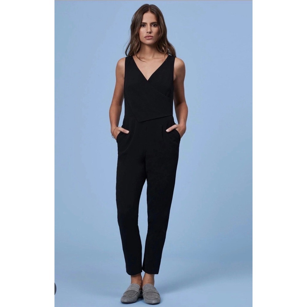 Ali & Jay Los Angeles Black Surplice V-Neck Sleeveless Tapered Jumpsuit Small